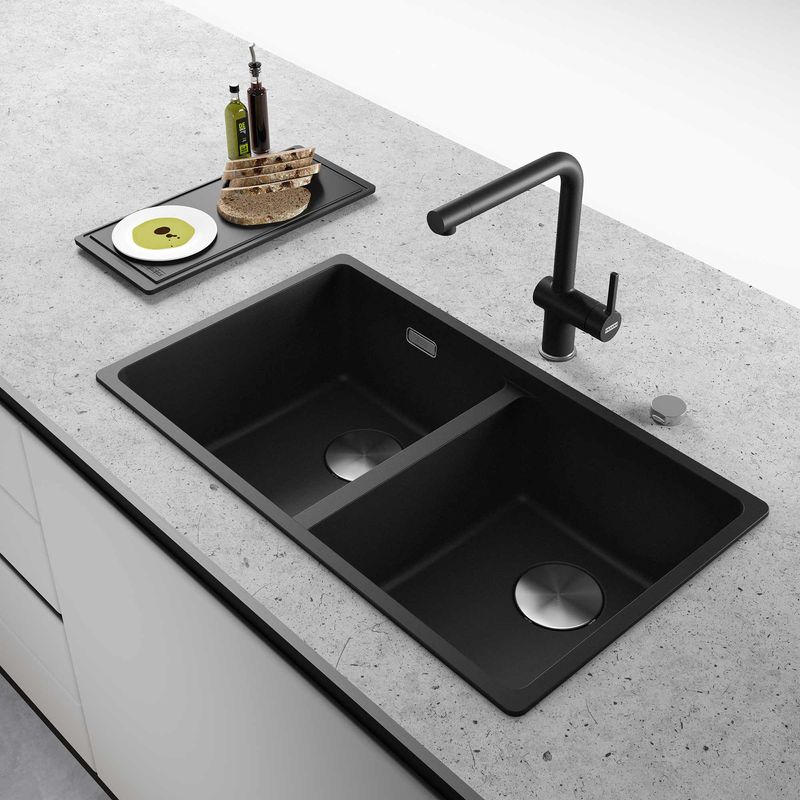 Lavaplatos Maris 2 Cubetas Quarzo 600x1000x350 mm | mK.cl