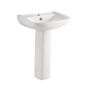Lavamanos Olimpia con Rebalse Pedestal Rectangular Blanco