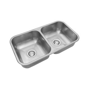 Lavaplatos Doble C37 Rectangular Bajo Cubierta con Rebalse Cromado