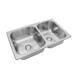 Lavaplatos Doble R63 Rectangular Bajo Cubierta con Rebalse Cromado