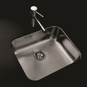 Lavaplatos Simple E50 Rectangular Bajo Cubierta con Rebalse Cromado