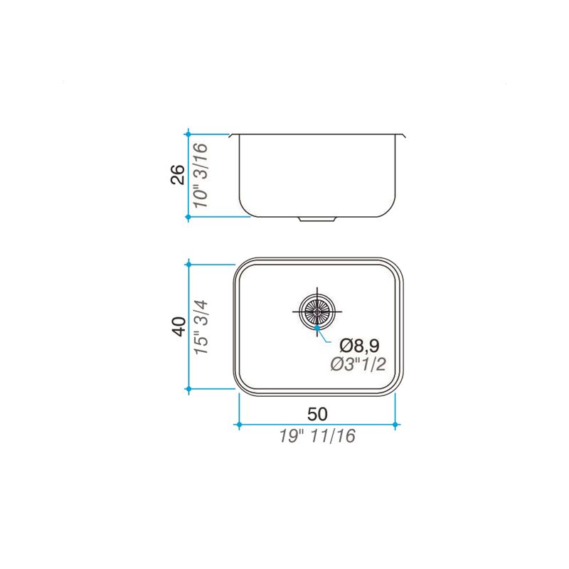 Cocina-Lavaplatos-Simple-G50-Rectangular-Bajo-Cubierta-con-Rebalse-Cromado
