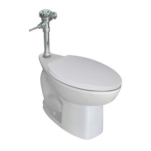 WC Cadet III Fluxor Expuesto Descarga Piso con Asiento Elongado y Fijaciones Blanco