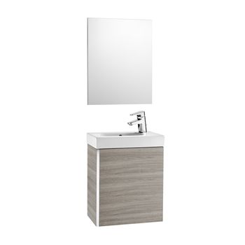 Mueble de Baño Mini Una Puerta con Espejo y Lavamanos Gris Arenado 450 mm