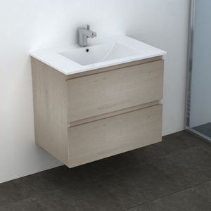 Mueble de Baño Delfos dos Cajones con Lavamanos Base White Oak 700 mm