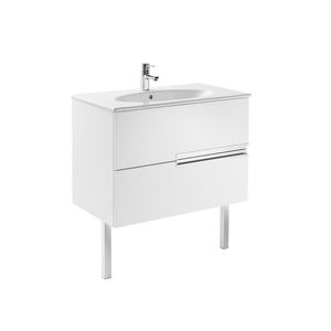 Mueble de Baño Victoria-N Dos Cajones y Cubierta Lavamanos Blanco 800 mm