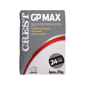 Adhesivo Gres Porcelánico Crest GP Max Gris 20 Kg