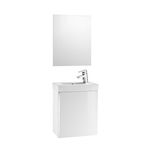 Baños-Mueble-de-Baño-Mini-Una-Puerta-con-Espejo-y-Lavamanos-Blanco-450-mm