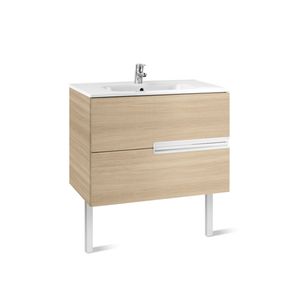 Mueble de Baño Victoria-N Dos Cajones y Cubierta Lavamanos Roble 800 mm