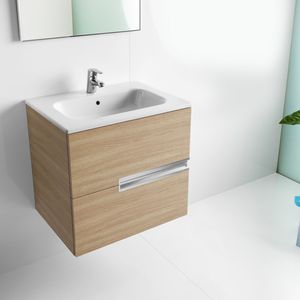 Mueble de Baño Victoria-N Dos Cajones y Cubierta Lavamanos Roble 800 mm