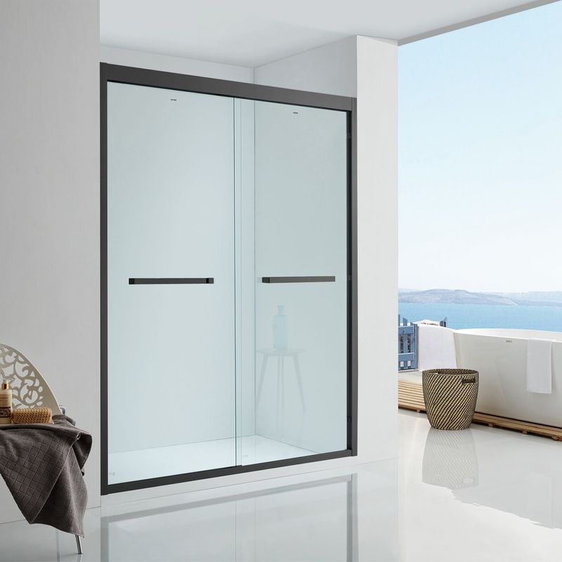 Baños-Mampara-Artemisa-Doble-Corredera-Ducha-Vidrio-Templado-Reversible-Perfil-Negro-Mate-1400x1950-mm