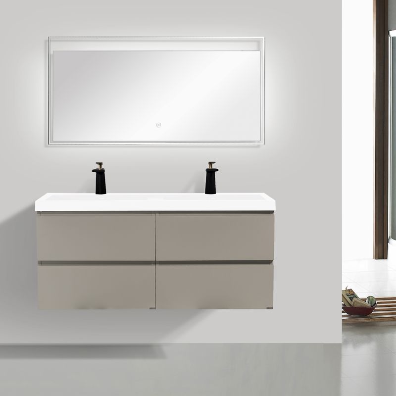 Baños-Mueble-de-Baño-City-Doble-con-Lavamanos-Blanco-y-Desague-Base-Thunder-Grey-Mate-1200-mm
