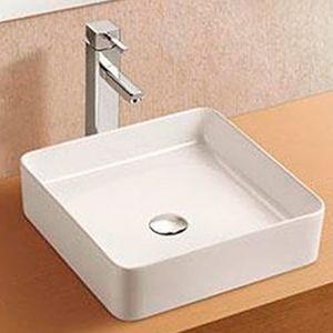 Lavamanos Delia sin Rebalse Sobre Cubierta Cuadrado Blanco 400x400x110 mm