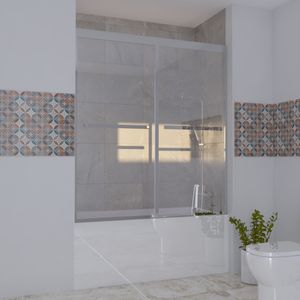 Mampara Twin Doble Corredera Tina Perfil Cromado 1400x1500 mm
