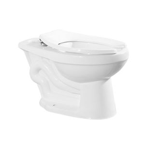 WC Extended Fluxor Entrada Superior Descarga Piso con Asiento Elongado y Fijaciones Blanco