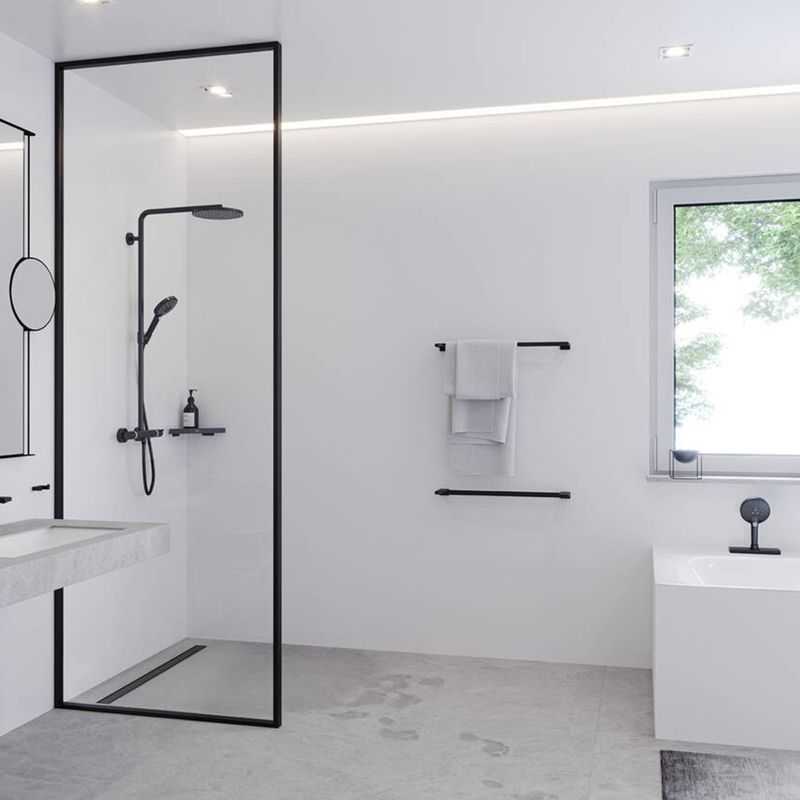 Baños-Toallero-Barra-Negro-Cromo-Cepillado-Hansgrohe-60-cm