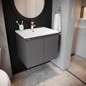 Mueble King Simple 800 2 Puertas Softclose Plomo C/Lavamanos