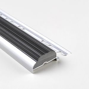 Perfil Nariz Escalon Aluminio y PVC Gris A6GESPE Mate 35x11x1250 mm