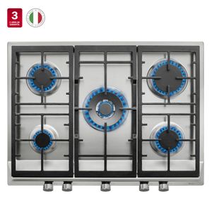 Encimera Inoxidable Gas 5q Doble Anillo Empotrada 70 cm
