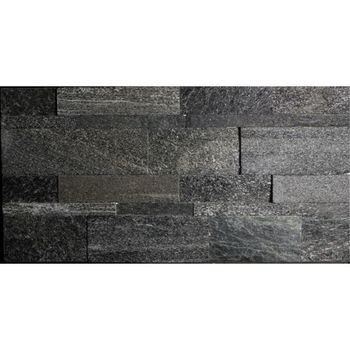 Piedra Fachaleta Recta Quarzo Negro 15x60 cm