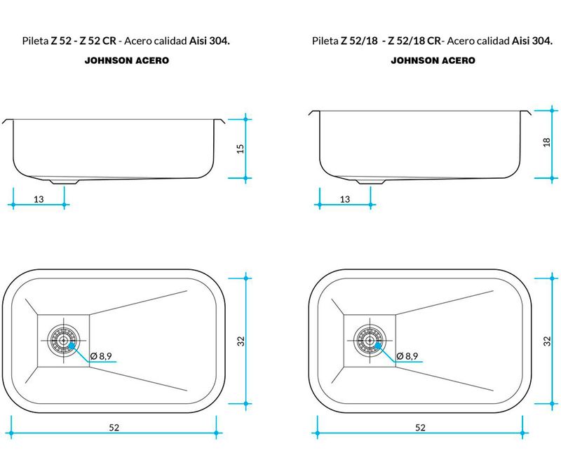 Cocina-Lavaplatos-Simple-Z52-18-Rectangular-Bajo-Cubierta-con-Rebalse-Cromado