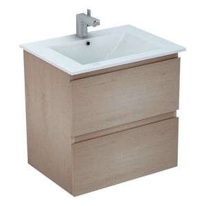 Mueble de Baño Delfos dos Cajones con Lavamanos Base White Oak 500 mm