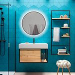 Baños-Espejo-Sharon-Round-borde-Negro-mate-Ø800mm-con-Led