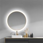 Baños-Espejo-Sharon-round-borde-Dorado-Ø800mm-con-Led