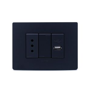 Placa Armada S33 Noir Mate Tomacorriente 10A y Cargador USB 119x86 mm