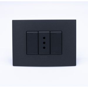 Placa Armada S44 Carbón Tomacorriente 10A 125x45 mm