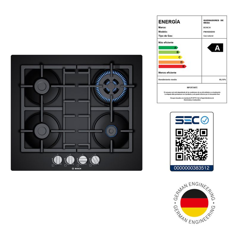 Cocina-Encimera-Vitroceramica-a-Gas-4-Quemadores-Vidrio-Templado-PNH6B6B90-30-cm