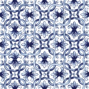Porcelanato Amuri Decoro Maiolica Blanco/Azul Brillante 20x20 cm