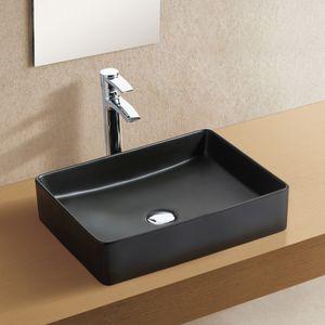 Lavamanos Delia sin Rebalse Sobre Cubierta Cuadrado Negro Mate 610x405x110 mm