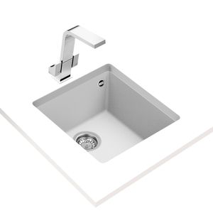 Lavaplatos de Granito Square 1 Cubeta Blanco 440x440 mm