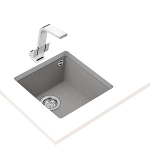Lavaplatos de Granito Square 1 Cubeta Stone Grey 440x440 mm