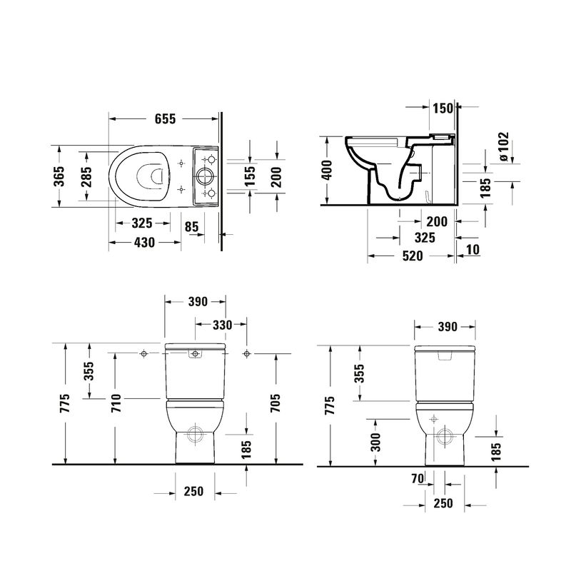 Baños-WC-Duravit-N1-Rimless-con-Salida-Dual-Blanco