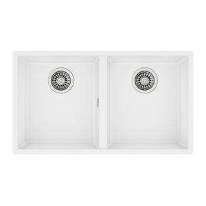 Lavaplatos de Granito Square 2 Cubetas Blanco 760x430 mm