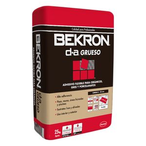 Adhesivo Porcelanato Bekron D.A Grueso Polvo Gris 25 Kg