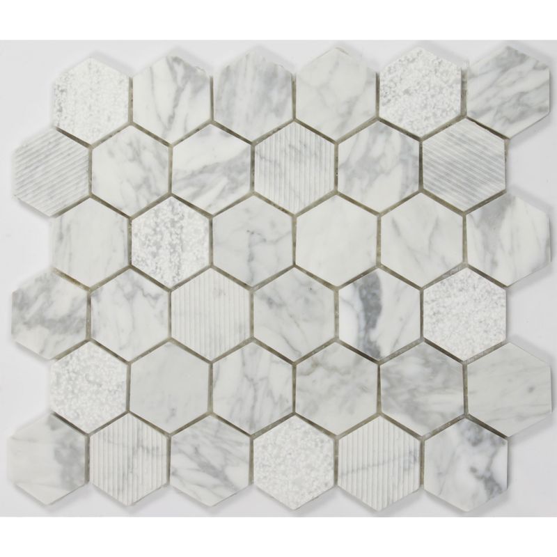 Pisos-y-Muros-Mosaico-Carrara-Mix-Hexagonal-26x30-cm