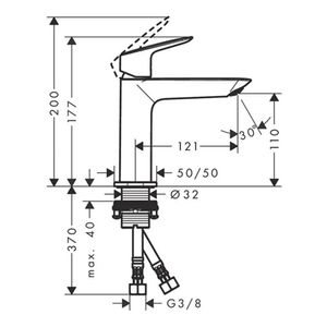 Griferia Lavamanos Logis Fine Coldstart sin Desagüe Negro Mate 110 mm