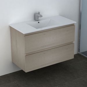 Mueble de Baño Delfos dos Cajones con Lavamanos Base White Oak 1000 mm