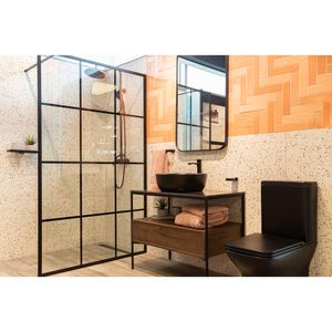 WC Berlin Negro Mate Descarga a Piso 30 con Asiento y Tapa
