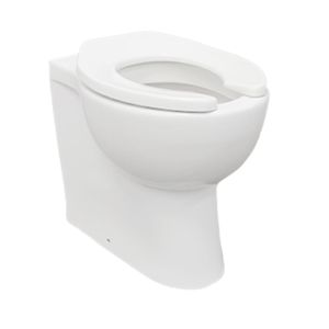 WC Global ADA Fluxor Entrada Posterior Descarga Muro con Asiento Elongado y Fijaciones Blanco