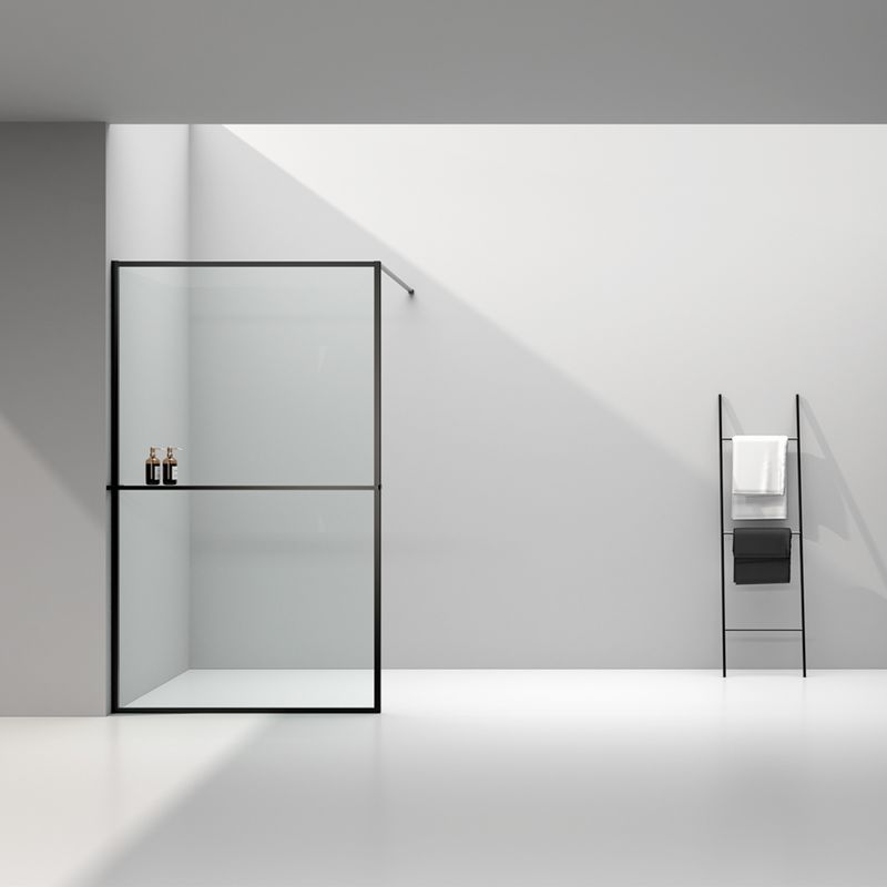 Baños-Mampara-Fija-Simone-Brazo-Extensor-Y-Barra-Negro-Mate-1200Mm
