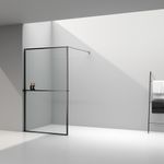 Baños-Mampara-Fija-Simone-Brazo-Extensor-Y-Barra-Negro-Mate-1200Mm