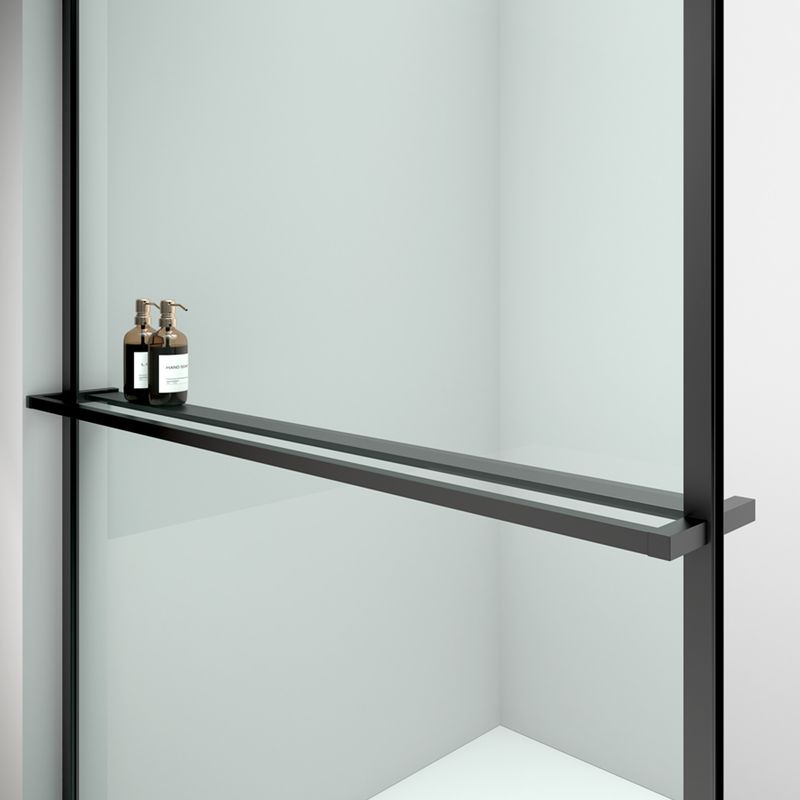 Baños-Mampara-Fija-Simone-Brazo-Extensor-Y-Barra-Negro-Mate-1200Mm