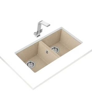 Lavaplatos de Granito Square 2 Cubetas Beige 760x430 mm