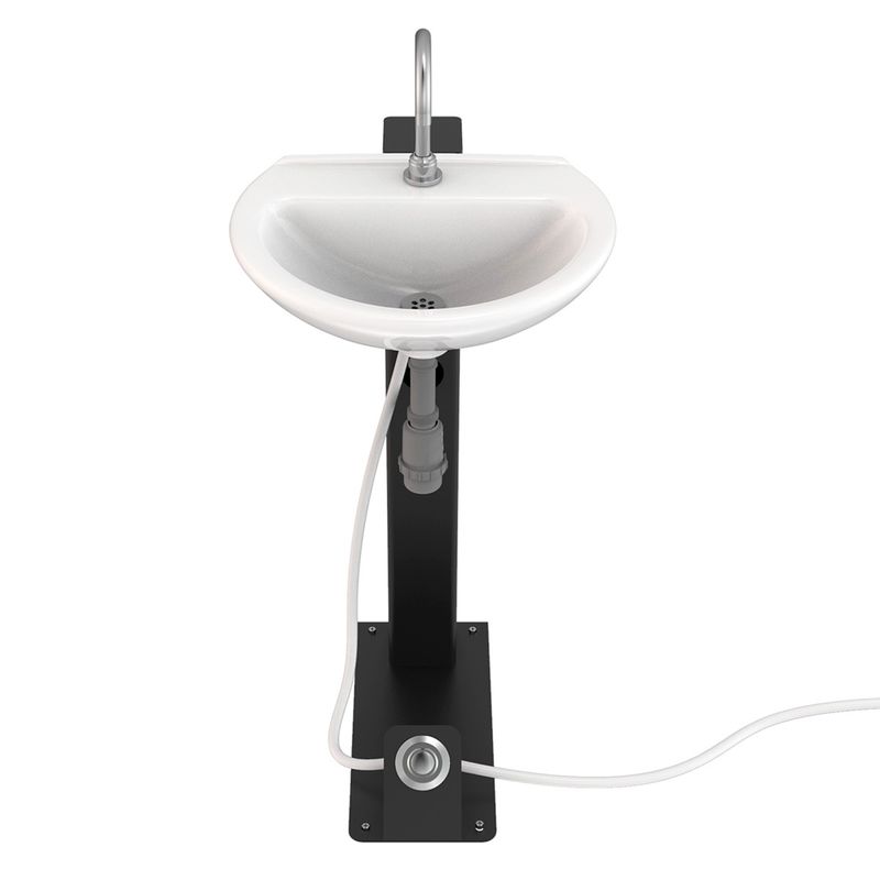 Baños-Pedestal-Estacion-Lavado-con-Lavamanos-Pedal-y-Grifo-Blanco-sin-Contacto