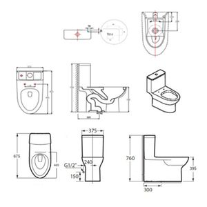 WC Vienna-N One piece Blanco 375x675x760 mm