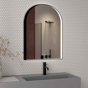 Espejo Helen Semi Ovalado Led y Desempañante Negro 500x900 mm